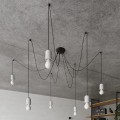 Lampa wisząca loft jeden klosz betonowa długa żarówka i przewód 115 cm E27 - wnętrze