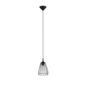 Lampa wisząca czarna stalowa jeden klosz z pręcikami dzwonek krótki  E27