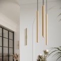 Lampa wisząca długa złota dwa klosze tuby 118 cm G9 - wnętrze nad stołem [3]