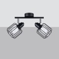 Plafon czarny na listwie dwa klosze z pręcikami lampa sufitowa do restauracji gabinetu hotelu salonu korytarza10/11 cm E14 [2]