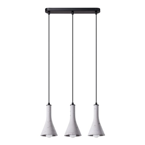 Lampa wisząca betonowa szara trzy klosze dzwonki lampa sufitowa do domuE14