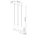 Lampa wisząca betonowa szara trzy klosze dzwonki E14 - wymiar