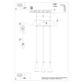 Lampa wisząca betonowa szara trzy klosze dzwonki E14 - schemat instalacji