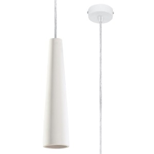 Lampa wisząca ceramiczna biała rozkloszowana jeden klosz GU10