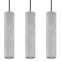Lampa wisząca betonowa szara trzy klosze tuba  nad stół do jadalni GU10