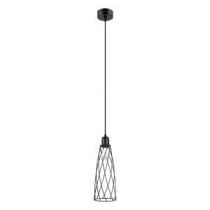 Lampa wisząca czarna stalowa jeden klosz z pręcikami dzwonek E27