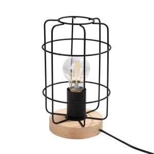 Lampa biurkowa ze stalowymi pręcikami drewno naturalna E27