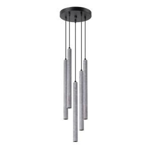 Lampa wisząca betonowa szara pięć kloszy 110 cm G9