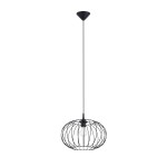 Lampa wisząca stalowa z pręcikami czarna zaokrąglona E27