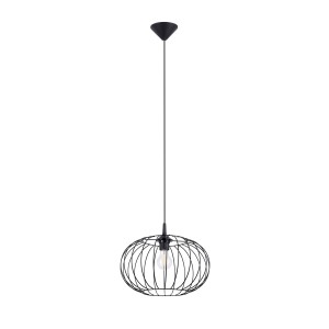 Lampa wisząca stalowa z pręcikami czarna zaokrąglona E27