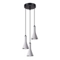 Lampa wisząca betonowa szara dzwonki trzy klosze E14 żyrandol sufitowy na okrągłej podstawie nad stół do salonu