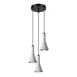 Lampa wisząca betonowa szara dzwonki trzy klosze E14