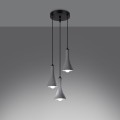 Lampa wisząca betonowa szara dzwonki trzy klosze E14 żyrandol sufitowy szary nad stół do salonu [3]