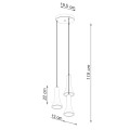 Lampa wisząca betonowa szara dzwonki trzy klosze E14 - wymiar