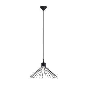 Lampa wisząca czarna rozkloszowana stalowa z pręcikami E27