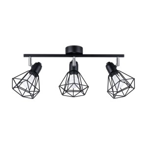 Plafon lampa czarna stalowa trzy klosze 10/15 cm E14