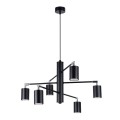 Żyrandol lampa sufitowa czarny ruchomy sześć kloszy GU10 klosze na wysięgnikach