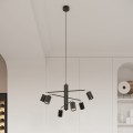 Żyrandol lampa sufitowa czarny ruchomy sześć kloszy GU10 klosze na wysięgnikach do sklepu, biura, domu, restauracji - wnętrze [2]