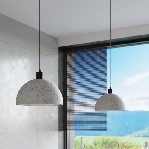 Lampa wisząca betonowa szara zaokrąglona E27 30/21 cm - wnętrze 3 Lampa nad stołem