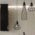 Lampa wisząca czarna stalowa na listwie cztery klosze z pręcikami różne E27 - wnętrze