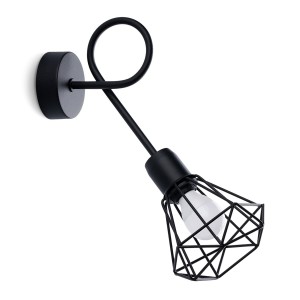 Kinkiet pojedynczy czarny metalowy E14 10/15 cm