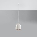 Lampa wisząca ceramiczna dzwonek jeden klosz E27 30/22 cm [2] Białą lampa sufitowa nad stół, blat kuchenny, wyspę kuchenną