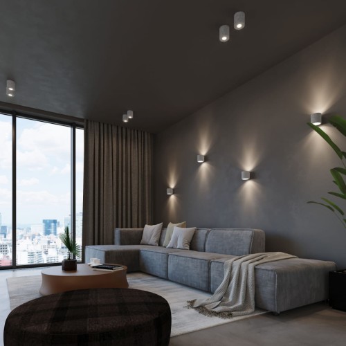 Plafon betonowy walec szary 10 x 10 cm GU10 oczko - wnętrze 2 Lampa sufitowa halogenowa