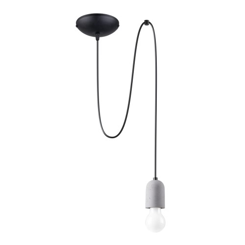 Lampa wisząca betonowa pojedyncza szaro czarna E27 190 cm loft styl industrialny