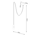 Lampa wisząca betonowa pojedyncza szaro czarna E27 190 cm loft styl industrialny - wymiar