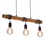 Lampa sufitowa wisząca czarna + drewno. Różne kolory drewna do wyboru.