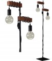 Lampa podłogowa stojąca Loft czarny + drewno 150 cm. Różne kolory drewna do wyboru. Połączenie drewna i żarówki. Stwórz własną lampę. Lampa na Twoje zamówienie.