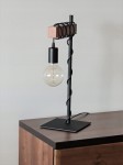 Lampa nocna biurkowa czarny + drewno 50 cm. Różne kolory drewna do wyboru. Loft