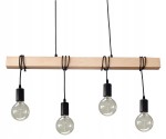 Lampa sufitowa wisząca czarna + drewno 75 cm poczwórna. Różne kolory drewna do wyboru. Loft