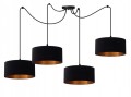 Lampa sufitowa wisząca pajączek różne kolory abażuru, cztery punkty, czarna, biała, inne kolory. Lampa na zamówienie, Twój projekt. Miedziane wnętrze.