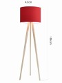 Lampa podłogowa 166 cm stojąca Loft TROJNÓG, połączenie drewna i abażur. Różne kolory drewna i abażuru do wyboru. Lampa do salonu, sypialni, jadalni, korytarza. Wymiar