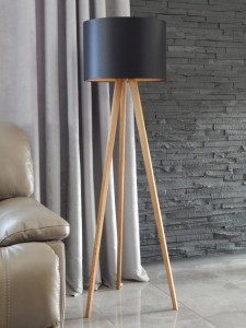 Lampa podłogowa 151 cm stojąca TROJNÓG, ABAŻUR, drewno. Różne kolory.