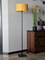 Lampa podłogowa 153 cm stojąca czarna matowa, ABAŻUR, loft. Różne kolory abażuru. Lampa do salonu, sypialni, korytarza. Lampa stojąca w pokoju. Żółty klosz.
