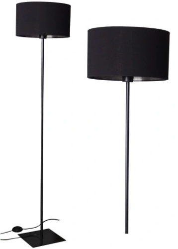 Lampa podłogowa 153 cm stojąca czarna matowa, ABAŻUR, loft. Różne kolory abażuru. Lampa do salonu, sypialni, korytarza.