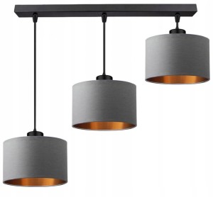 Lampa sufitowa wisząca drewniana + abażur. Różne kolory. Trzy klosze 80 cm.