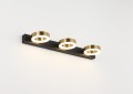 Kinkiet LED czarno złoty metalowy szklany trzy klosze okrągłe 55 cm lampa nad obraz lustro do łazienki [9] nowoczesne lampy do łazienki nad lustro