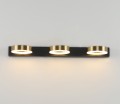 Kinkiet LED czarno złoty metalowy szklany trzy klosze okrągłe 55 cm lampa nad obraz lustro do łazienki [11] nowoczesne lampy do łazienki nad lustro