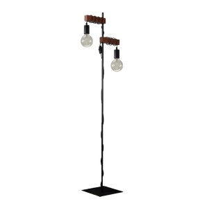Lampa podłogowa stojąca Loft czarny + drewno 150 cm. Różne kolory drewna do wyboru. 