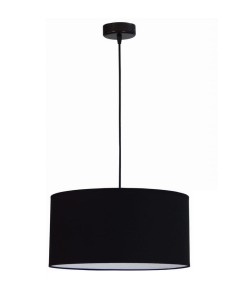 Lampa sufitowa wisząca 30 cm czarna podsufitka i czarne kable, abażur czarny (środek biały)