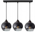 Lampa sufitowa wisząca nad stół trzy szklane klosze czarny mat. Regulowana wysokość.