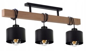 Lampa sufitowa wisząca nad wyspę drewno szklane klosze Różne kolory drewna do wyboru. Regulowana wysokość.