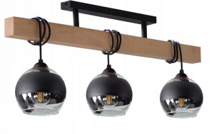 Lampa sufitowa wisząca nad stół jadalniany, wyspę trzy szklane klosze czarny mat.