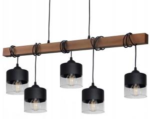 Lampa sufitowa wisząca nad wyspę, stół, szklane klosze, walce. Regulowana wysokość.