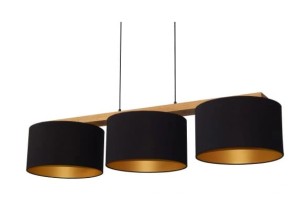 Elegancka czarno złota lampa sufitowa wisząca. Trzy klosze. 120 cm. Żyrandol. Różne kolory.