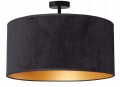 Elegancka 35 cm WELUR czarno złota lampa sufitowa plafon. Żyrandol. Tkanina - welur. Lampa z abażurem welurowy. Oświetlenie do salonu, sypialni, korytarza.