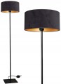 Lampa podłogowa 153 cm stojąca czarno/złota, abażur welurowy, loft.
